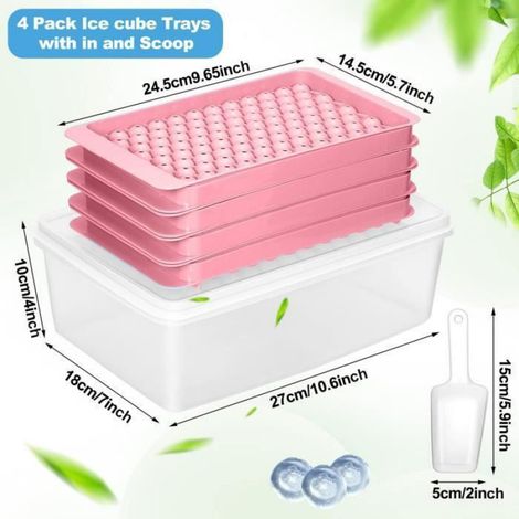 Moule glace - Rose - 2 couches - 104 compartiments - Dmoulage facile - Avec couvercle rose rose BAC A GLACON (1/4)