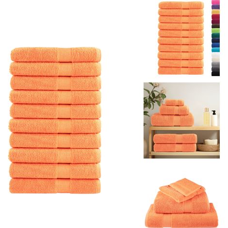 Premium-Handtücher SOLUND 10 Stk. Orange 100x200 cm 600 g/m² - Baumwolle - Handtücher - Badezimmertextilien - Waschbare Handtücher - Große Handtücher (1/5)