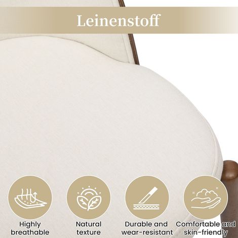 Lot de 6 Fauteuils de Salle à Manger Placage en bois de frêne massif Revêtement en lin Confort respirant Coloris noyer (1/5)