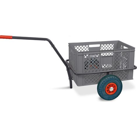 BRB Handwagen mit Kunststoffkorb H 320 mm, LxBxH 1250x640x660 mm, Tragkraft 200 kg (grau)