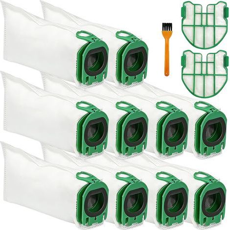 10 dust bags for Vorwerk Kobold VB100/FP100, 2 motor protection filters, 1 cleaning brush, ideal for homes with pets (1/5)