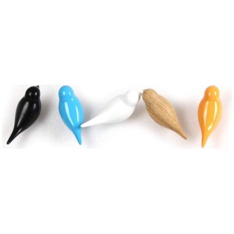 Sollbry Lot de 5 crochets pour manteaux en résine - Oiseaux créatifs muraux de qualité supérieure - Décoration artistique pour chapeau, serviette, sac, cadeau pour la maison, le salon, la chambre à co (1/3)