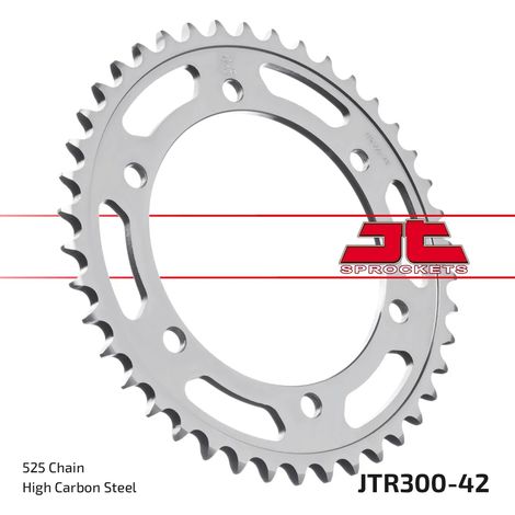 Pi帽贸n trasero de acero JT R300-42, 42 dientes, tama帽o 525 (1/2)