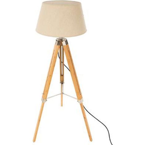 Atmosphera – Lampadaire trépied en bambou 146cm – Abat-jour 47cm beige – Éclairage moderne pour intérieur – Lumière douce et chaleureuse