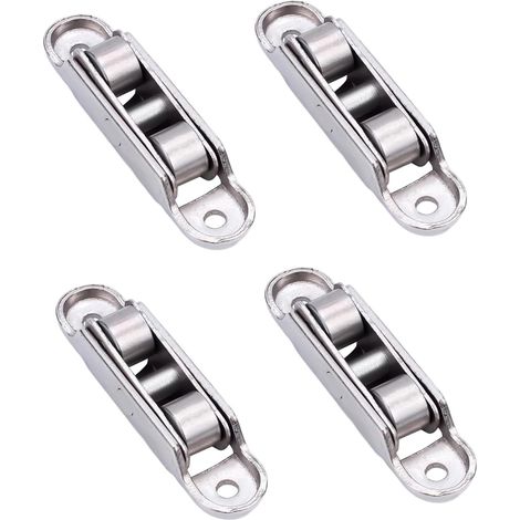 Galet à roulement pour porte coulissante galet silencieux à double roue en  Ensemble de 4 poulies pour portes coulissantes Galet Silencieux Réglable En Angle Zinc Patio (1/5)