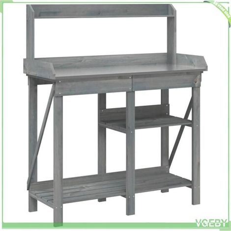 Banc de rempotage - FAFEICY - 368433 - Bois de sapin massif - Dessus zinc - Étagères et tiroir (1/5)