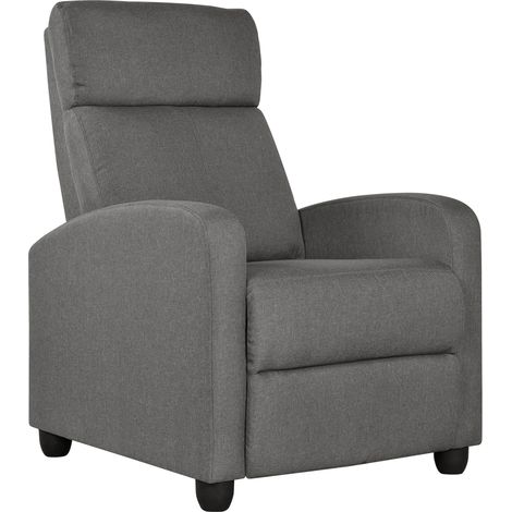 Yaheetech Poltrona Reclinabile Poltrona Relax Lounge Imbottita con Schienale Regolabile Sedia Monoposto con Poggiapiedi da Soggiorno Ufficio Studio Camera da Letto 67 x 85 x 99,5 cm Grigio/Tessuto (1/5)