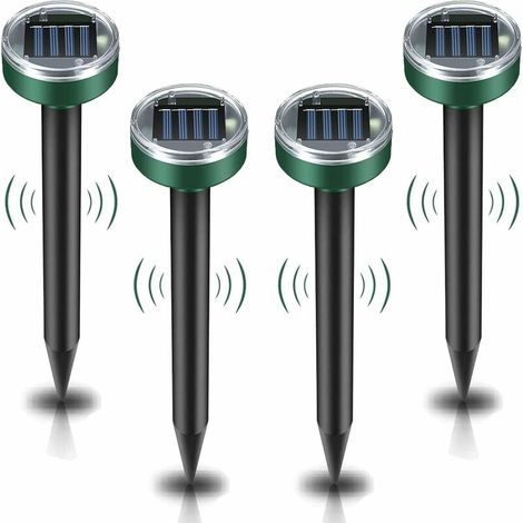 Solar-Maulwurfsvertreiber, 4 Stück, Ultraschall-Schädlingsbekämpfer – Maulwurfsbekämpfung mit IP65 wasserdicht, Garten-Maulwurfsvertreiber, Maulwurfsvertreiber