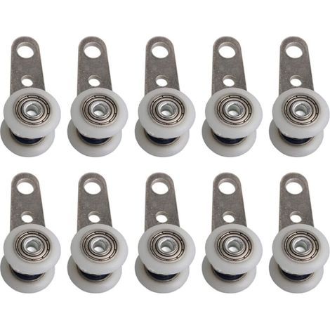 Lot de 10 roulettes pour baies vitrées ou portes coulissantes - en métal et en plastique - 4,5 x 1,9 cm (1/4)