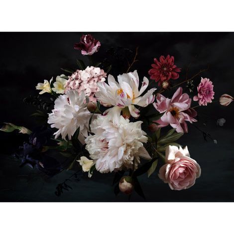 Papier peint panoramique élégant motif floral Tapisserie panoramique florale originale pour salon Papier peint panoramique idéal pour chambre adulte (1/4)