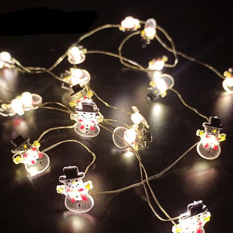 Décorations de Noël : Guirlande lumineuse LED en fil de cuivre représentant un bonhomme de neige, le Père Noël et une tête de cerf, idéale pour décorer le sapin de Noël, le salon et la chambre. (1/4)