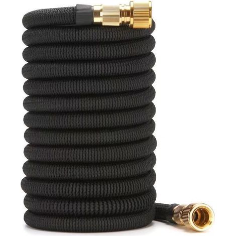 Tuyau d'arrosage extensible 30 m, noir, flexible, 8 jets, anti-torsion (1/5)