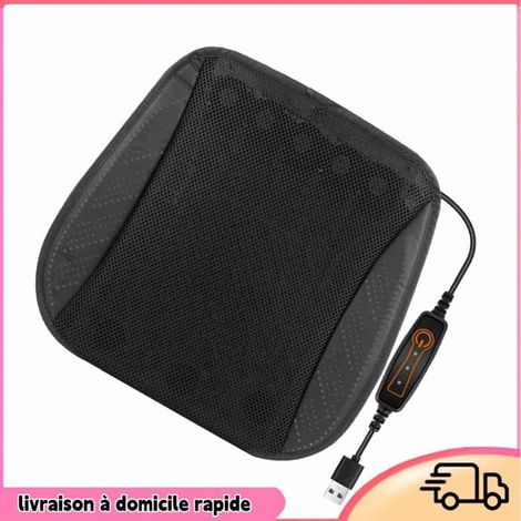 Dilwe Coussin de siège d'auto Coussin de siège ventilé avec port USB, coussin de refroidissement respirant moto coffret Rouge Noir (1/4)