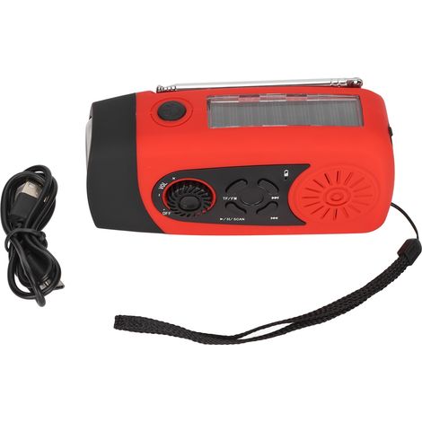 Radio de survie portable à manivelle et solaire avec lampe torche pour camping et urgences, modèle européen (1/5)