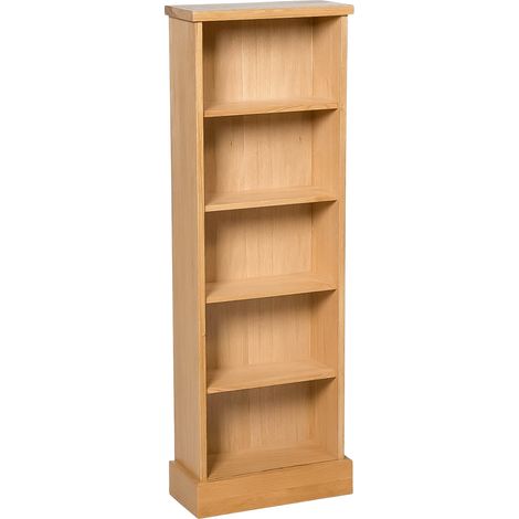 Hallowood Furniture Waverly Oak DVD Storage Cabinet, 5-Tier Solid Wooden DVD Rack, Holds 120 DVDs or CD, Media CD Shelf Unit, Light Oak Furniture for Living Room or Hallway (1/5)