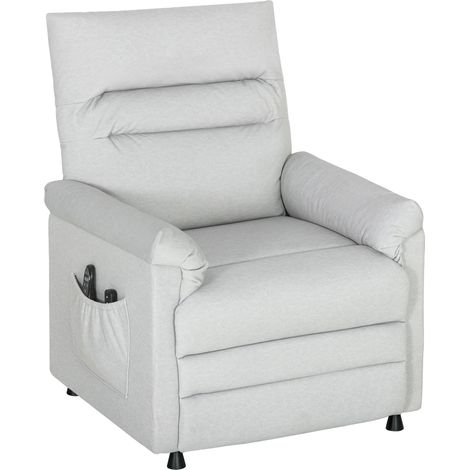 Poltrona Reclinabile con Riscaldamento, 8 Punti Massaggio e 5 Modalità 82x99x106 cm in Tessuto Effetto Velluto Grigio Chiaro (1/5)