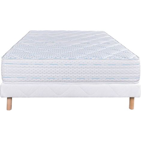 THELIO - Ensemble Matelas Mousse Ep.24cm + Sommier Tapissier Blanc 140x190 cm (1/5)