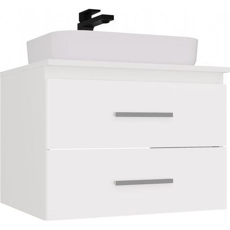 NEL - mobile da bagno per lavabo, 2 cassetti, bianco - 60×45×50 cm (1/5)