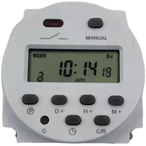 Relais de minuterie hebdomadaire numérique LCD mini 12 V avec interrupteur d'alimentation et couvercle étanche (blanc)