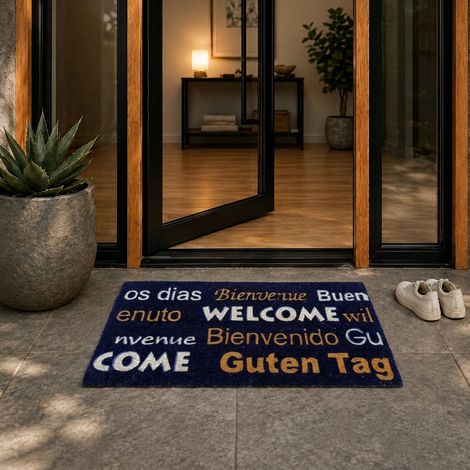 Alfombra de coco 'Welcome / Bienvenue / Bienvenido / Guten Tag' - 40x60 cm
