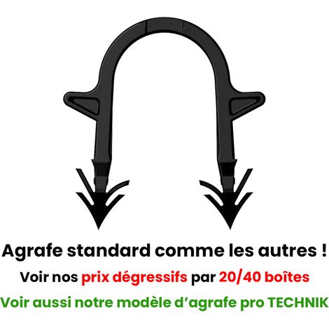 10 boîtes de 300 agrafes standard black - Hauteur 40 mm - Fixation Tube Ø 16 / 20 mm - Arcanaute (1/5)