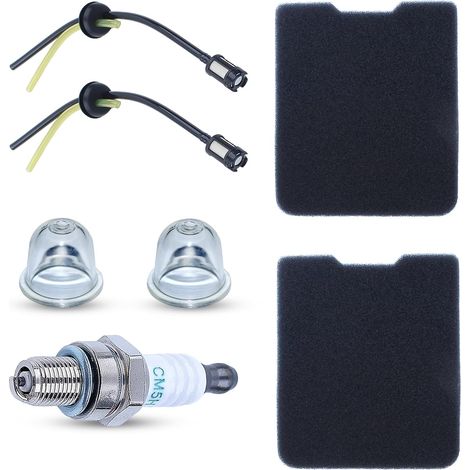 Air Filter, Fuel Line Kit, Primer Bulb with Spark Plug for Husqvarna 145BT 155BT 145BF Leaf Blower (1/5)