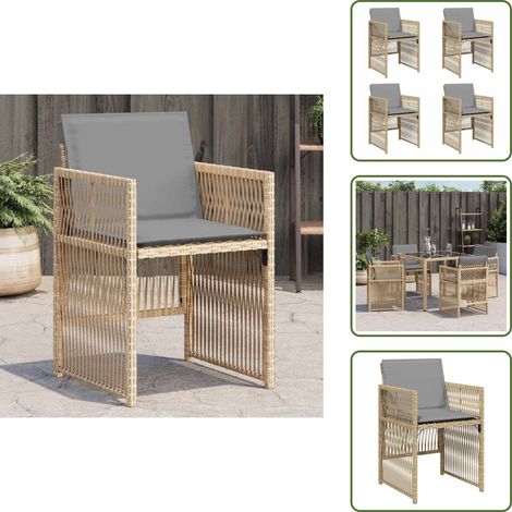 Gartenstühle mit Kissen 4 Stk. Beigemischung Poly Rattan - Gartenstuhl - Gartenstühle - Gartensessel - Garten Sessel (1/5)