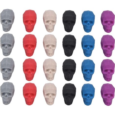 24pcs marqueurs de Tasse de vin, marqueurs de Breloques de Verre de vin en Forme de crâne marqueurs de Boisson en Silicone pour flûtes à Champagne en Verre de vin Cocktails, Martinis (1/5)