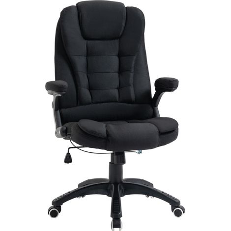 Vinsetto Bürostuhl Computerstuhl entspanntes Hinlegen höhenverstellbarer Schreibtischstuhl  ergonomisch 360° Schaumstoff Kunststoff-Kunststoff leinenartiges Polyester Schwarz 65 x 72 x 100-120 cm