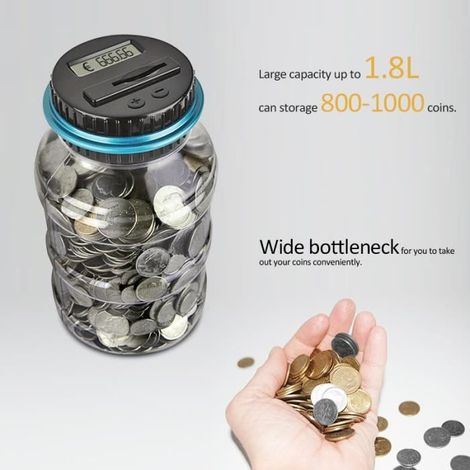 Grand Numérique Numérique Comptant Économiser De L'argent Boîte Jar Banque LCD Affichage Pièces Économies Cadeau pour (Euro) (1/4)