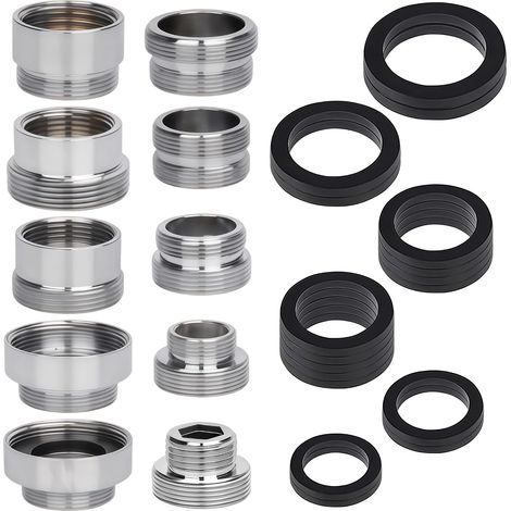 Kit de 10 Adaptateurs Universels pour Robinet en Laiton, Raccord Double Mâle/Femelle pour Tuyau d'Arrosage, Mousseur, Lavabo (1/5)