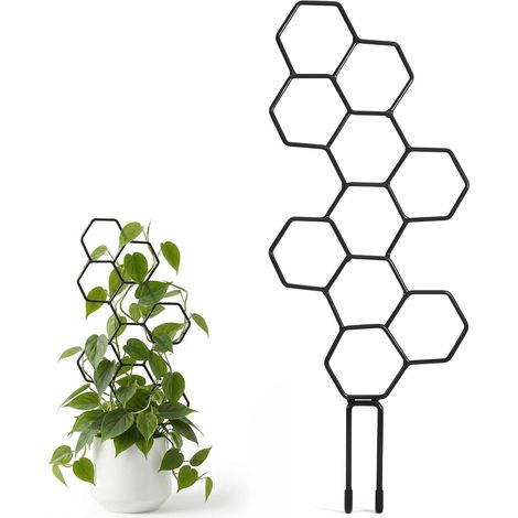 CCYKXAIndoor plant support - Black - 35.5 cm - Honeycomb metal design - For potted plants, climbing plants (1/5)