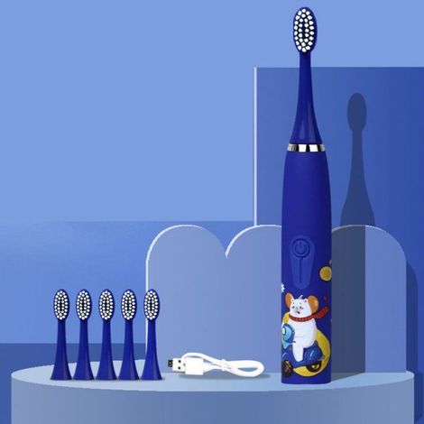 Brosse À Dents Électrique Enfants - USB Rechargeable - 19800 Vpm - 4 Modes - Étanche IPX6 - 6 Têtes De Brossage (1/4)