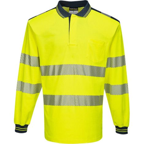 Polo PW3 Alta Visibilidad ML Amarillo/Marino M