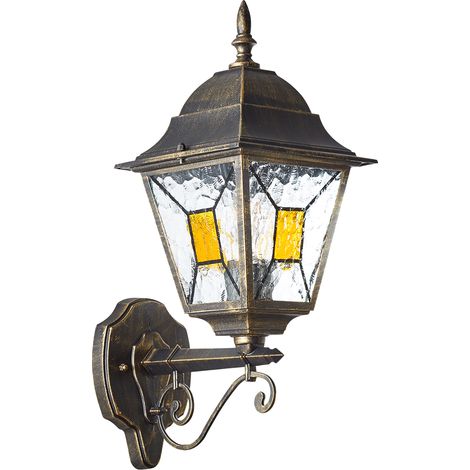 Applique extérieure montante - BRILLIANT - JANEL - métal/verre - noir dore - IP44 (1/5)