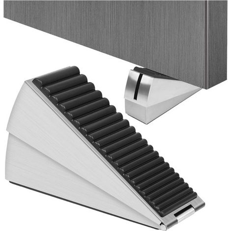 Grands butoirs de porte – Argent – Acier inoxydable – Forte adhérence – Portes lourdes et normales (1/4)
