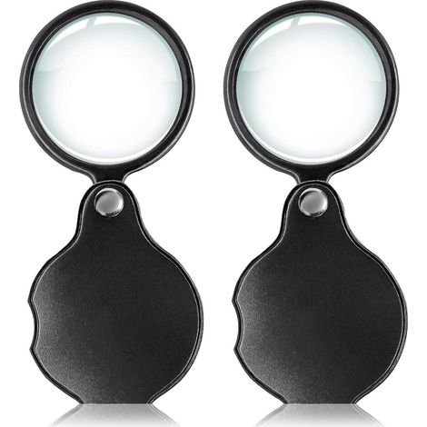 Lot de 10 mini loupes de poche pliables de 50 mm avec rotation (1/5)
