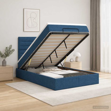 vidaXL Lit coffre avec matelas et LED Bleu 120 x 190 cm Tissu (1/5)