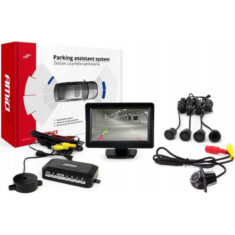 Kit di sensori di parcheggio TFT01 da 4,3" con telecamera LED HD-305, 4 sensori, nero (1/5)