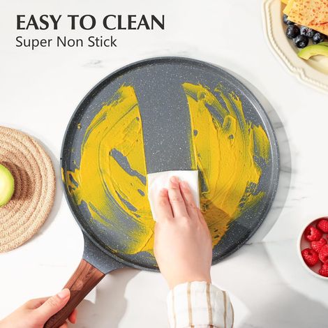 Padella per crêpes da 26 cm con rivestimento antiaderente Swiss Granite - compatibile con induzione - macchina per crêpes con dosatore per pastella - impugnatura comoda ed ergonomica (1/4)