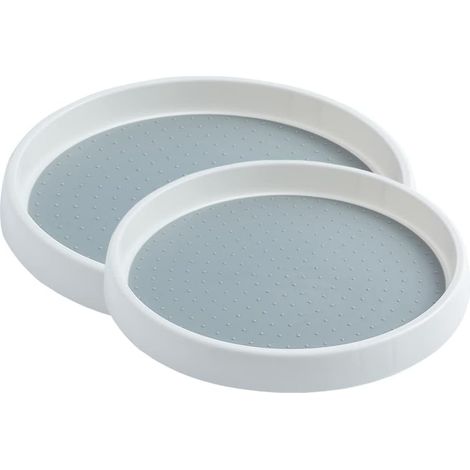 2 drehbare Gewürztabletts zur Aufbewahrung in der Küche, 2 Größen, rundes Tablett (25 cm und 30 cm), drehbarer Kunststoffsockel für Schrank, Wohn-/Esszimmer