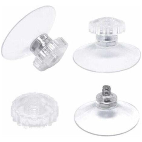 lot de 30 Ventouses avec Filetage et écrous moletés Ø 45 mm, Transparentes, pour Voiture, Camping, vitre, Pare-Soleil, (1/4)