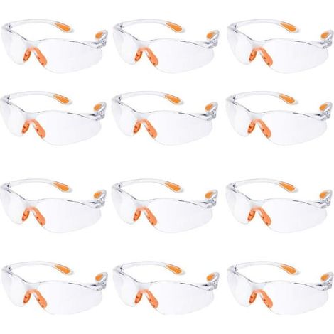 Lot de 12 Lunette de Sécurité Lunettes de Protection Travail avec Lentilles Transparentes Anti-Buée Lunette Protection pour Jardin Laboratoire Chimie (1/4)