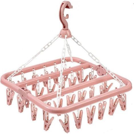 Étendoir À Linge - 32 Pinces Antidérapantes - Design Pliable Pour Séchage Intérieur Extérieur - Idéal Pour Chaussettes Et Sous-Vêtements - 1 Pièce (1/5)