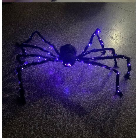 Riesige Halloween-Spinne, 50 cm große, gruselige, haarige Spinnendekoration, glänzend schwarze Spinne für drinnen und draußen, Garten, Rasen, Partydekoration (1/3)