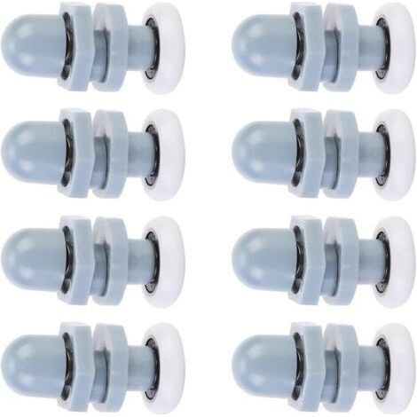 8 Single Porte de Douche Coureurs,Coulissant Rouleaux Piste Roue de Porte pour Salle de Bains Porte en Verre,pour Remplacement de Douche Coulissante Verre Porte Coureurs Rouleaux Gris(20mm) (1/3)