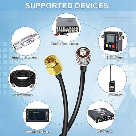 SMA to N RG58 Coaxial Cable WiFi Antenna Extension Cable Black SMA Male to N Male Coaxial Cable for 3G 4G LTE Amateur Radio Antenna (1/4)
