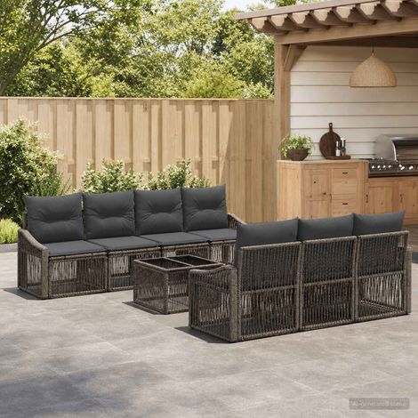 vidaXL Set Divano da Giardino 8 pz Grigio polyrattan (1/5)