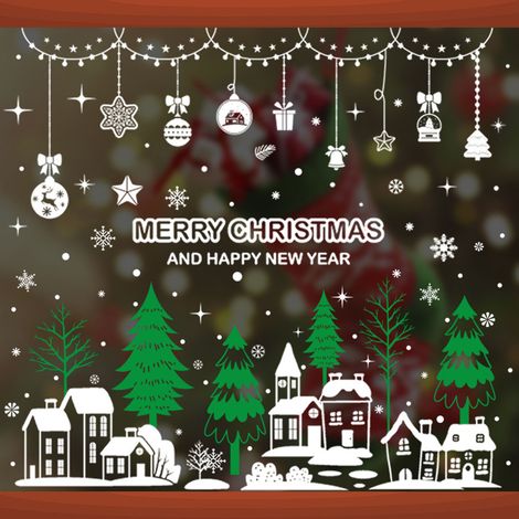 Autocollant De Décoration De Noël - Autocollant Statique Pour Vitre - Père Noël Renne Bonhomme De Neige - 2 Sets (1/5)