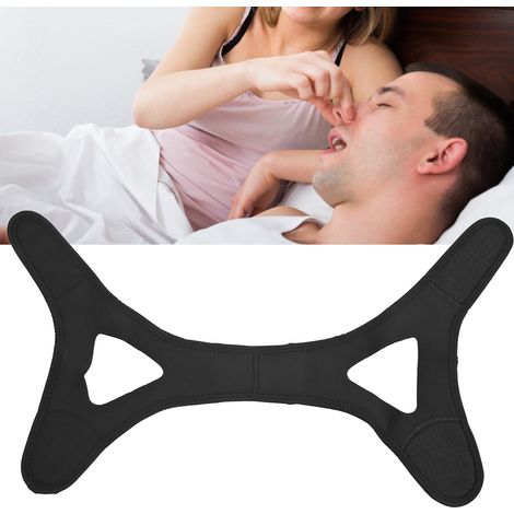 Sangle Menton Anti Ronflement Élastique - Bandeau de Soutien pour Hommes et Femmes - Noir